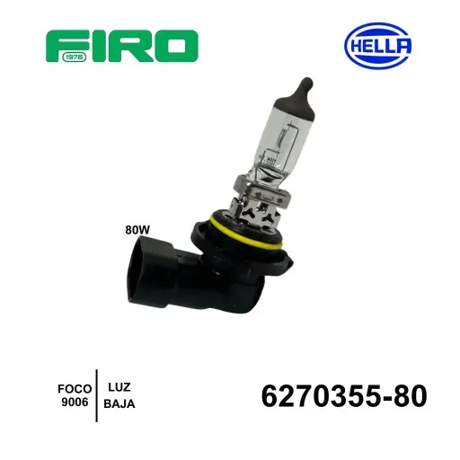 [6270355-80] FOCO 9006 80W LUZ BAJA HELLA MAS POTENTE=6270355=6270355N