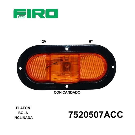 [7520507ACC] PLAFON EMBUTIDO OVALADO 6" 12V AMBAR BOLA INCLINADA C/CANDADO