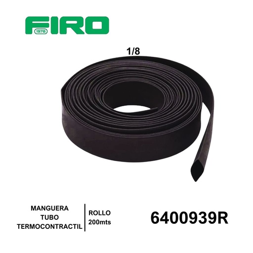 [6400939R] MANGUERA TUBO TERMOCONTRACTIL 03.17MM=1/8 NEGRO ROLLO 200 MTS.