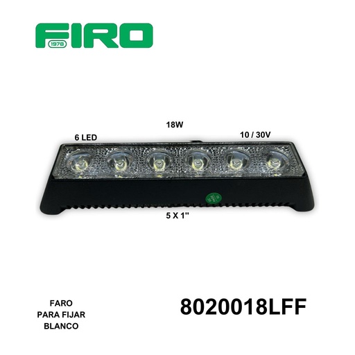 [8020018LFF] FARO PARA FIJAR  10V-30V 18W 5"X1" 6 LEDS (EN LINEA) BLANCO*