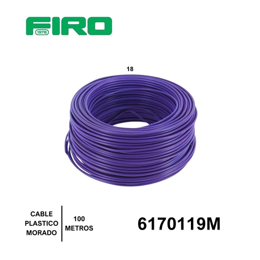 [6170119M] CABLE PLASTICO # 18 POR (100) MTS. ROLLO MORADO AWG