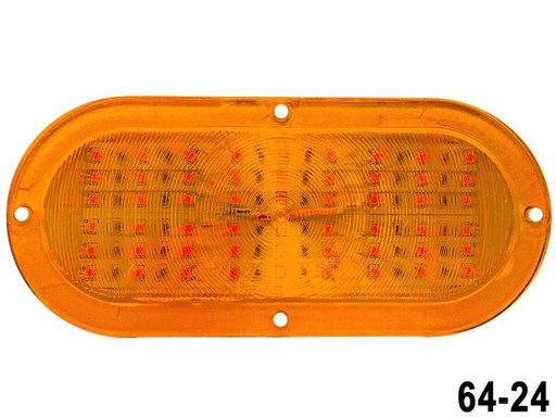[64-24] LUZ PLANA 6" 24V 36 LED AMBAR OVALADO ==64M