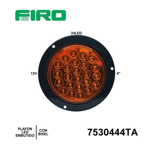 [7530444TA] PLAFON EMBUTIDO 4" AMBAR 12V 24 LED C/BISEL REDONDO *****