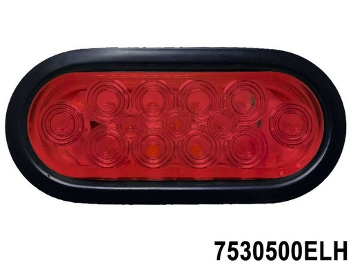 [7530500ELH] PLAFON EMBUTIDO OVALADO 6" 12V-24V ROJO B/H 10 LEDS