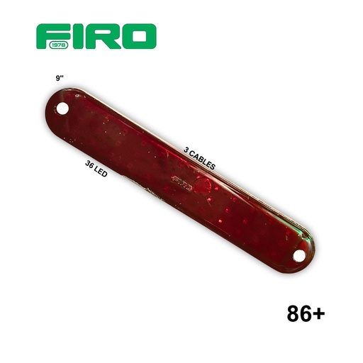 [86+] LUZ PLANA 9" ROJO 36 LED OVALADO LUMENS 3 CABLES