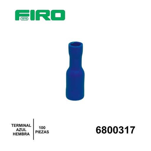 [6800317] TERMINAL AZUL HEMBRA REDONDA 1/4 GDE BOLSA 100 PZAS =6800317
