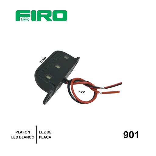 [901] PLAFON LUZ DE PLACA 12V 3 LED BLANCO 2 TORNILLOS