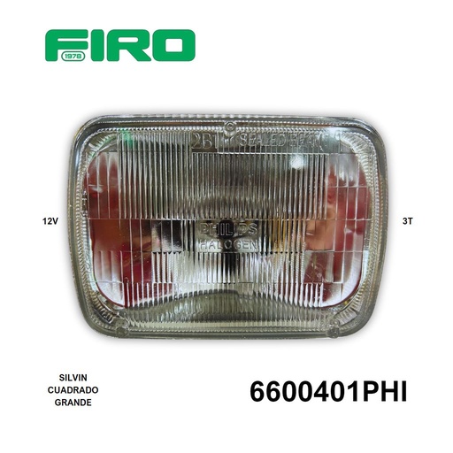 [6600401PHI] SILVIN H6054 CUADRADO GDE 3T 12V HALOGENO PHILLIPS=