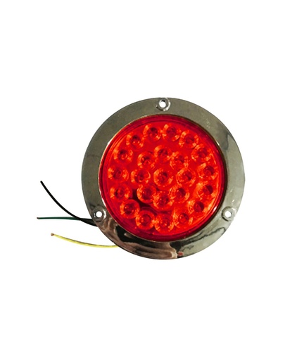 [7530444AMRF] PLAFON EMBUTIDO 4" ROJO 12-24V 24 LED C/BISEL CROMADO