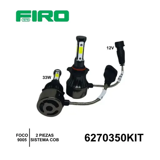 [6270350KIT] FOCOS 9005 LED COB 12V  33W BLANCO 4200LM (2PZAS)