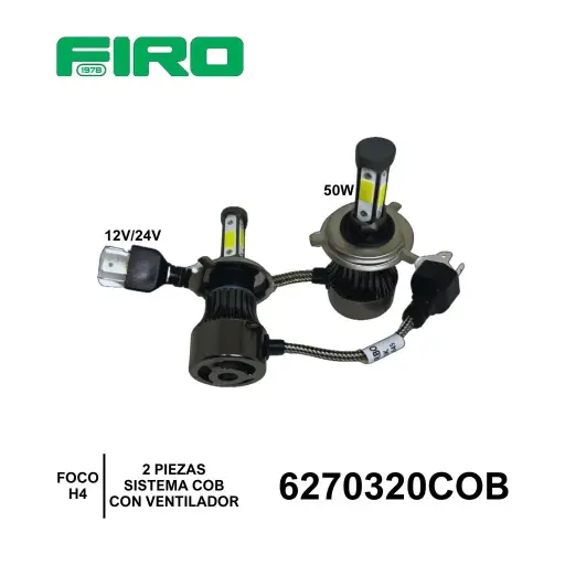 [6270320COB] FOCO H4 LED 12V/24V 50W COB CON VENTILADOR KIT (2 PZA)