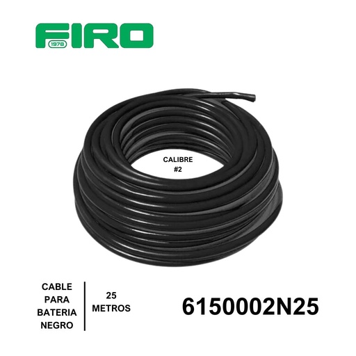 [6150002N25] CABLE BATERIA # 2 POR (25) MTS NEGRO *CDC* ROLLO