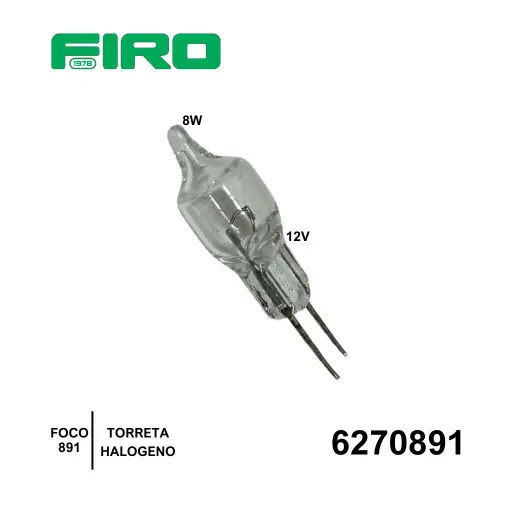 [6270891] FOCO TORRETA 12V. HALOGENO 891 2 PINES 8W