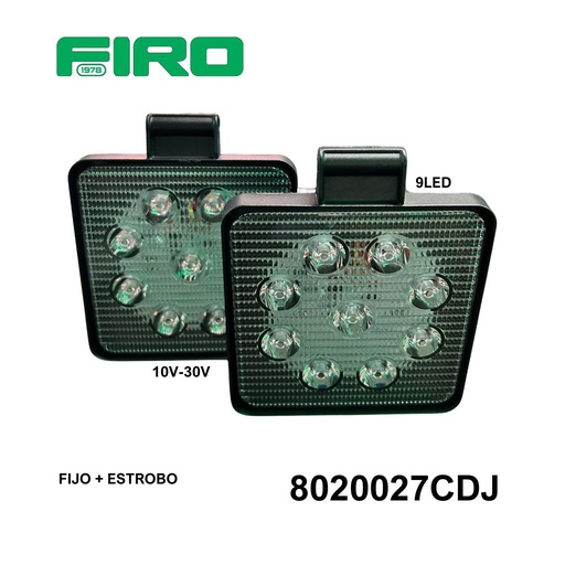 [8020027CDJ] FARO  JUEGO CUADRADO 4.5" 10V-30V 27W 9 LED BCO 30░ DELGADO