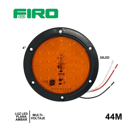 [44M] LUZ PLANA 4" 12V/24V 30 LED AMBAR REDONDO MULTIVOLTAJE =44MST