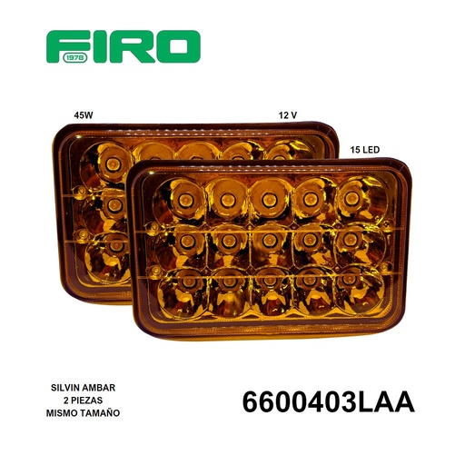 [6600403LAA] SILVIN H4656 DE 15 LEDS 45W (AMBAR) 165MM 12V 3T=6600403LOA