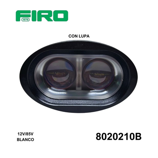 [8020210B] FARO OVALADO 12V A 85V 2X10W BLANCO C/LUPA  P/MONTACARGAS