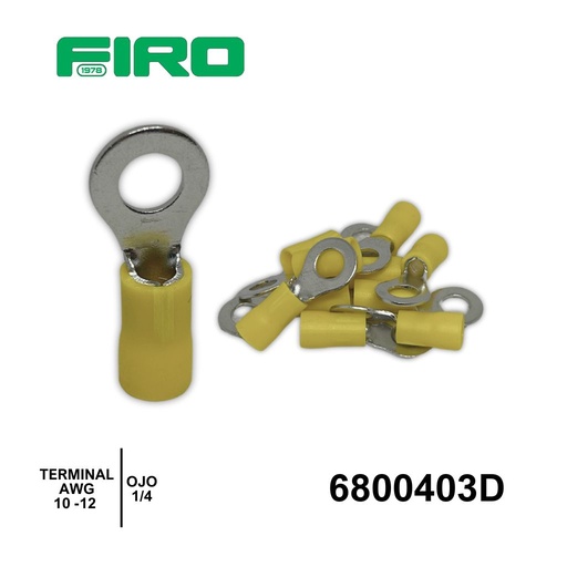 [6800403D] TERMINAL AMARILLA OJO 1/4 6.4MM  AWG 10-12 (10 PZS) =6800403