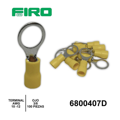 [6800407D] TERMINAL DE OJO AMARILLA 3/8"  10-12 (10 PZS)