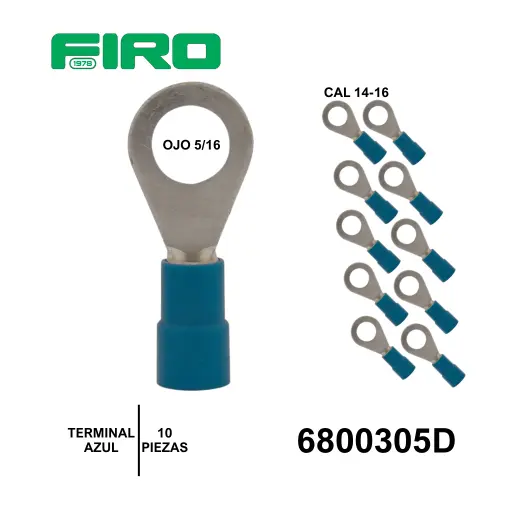 [6800305D] TERMINAL AZUL DE OJO 5/16 CAL 14-16 (10 PZS)