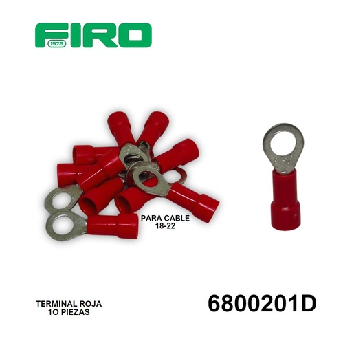 [6800201D] TERMINAL ROJA OJO 3/16 PARA CABLE 18-22 (10 PZS)