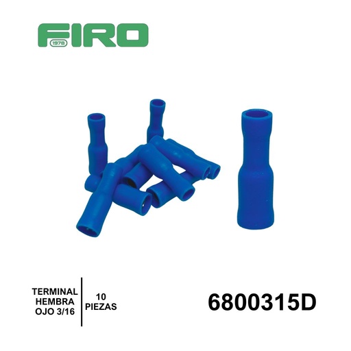 [6800315D] TERMINAL AZUL HEMBRA REDONDA 3/16 (((10 PZS)))