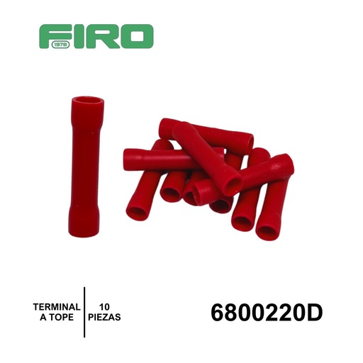 [6800220D] TERMINAL O CONECTOR A TOPE ROJA 22-16 (10 PZS)             .