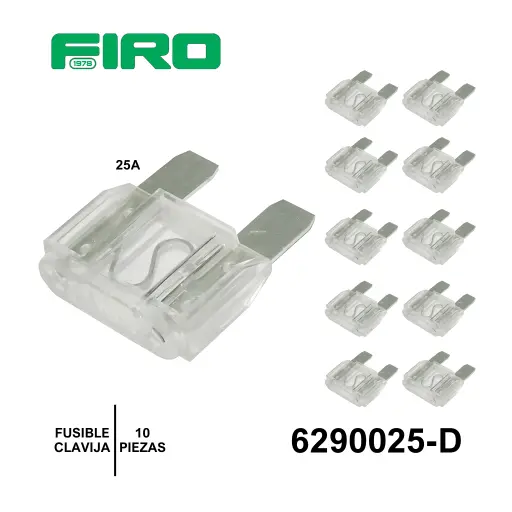 [6290025-D] FUSIBLE CLAVIJA 25A BLANCO 10 PIEZAS
