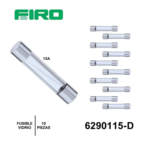 [6290115-D] FUSIBLE VIDRIO 15A. 10 PIEZAS