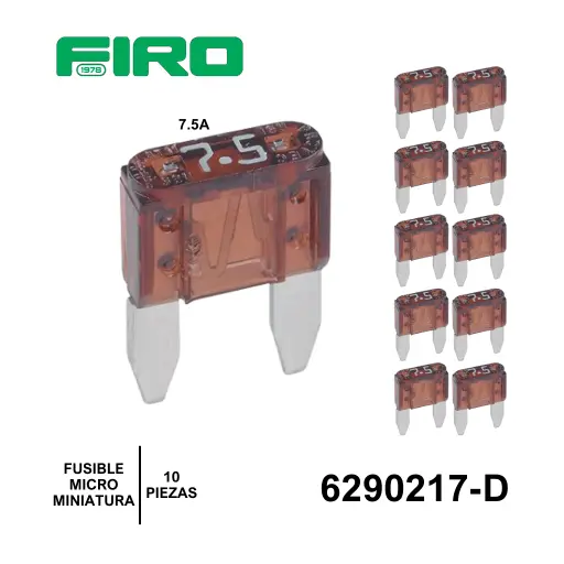[6290217-D] FUSIBLE MICROMINIATURA 7.5 AMP.  CAFE 10 PIEZAS