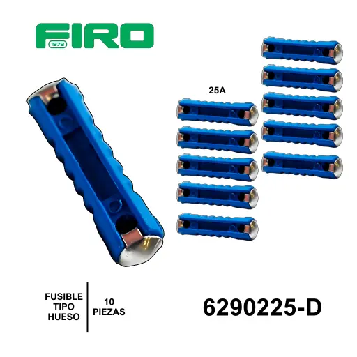[6290225-D] FUSIBLE HUESO VW 25A. AZUL 10 PIEZAS