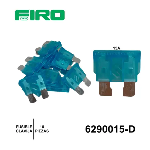 [6290015-D] FUSIBLE CLAVIJA 15A AZUL 10 PIEZAS = 6290015K