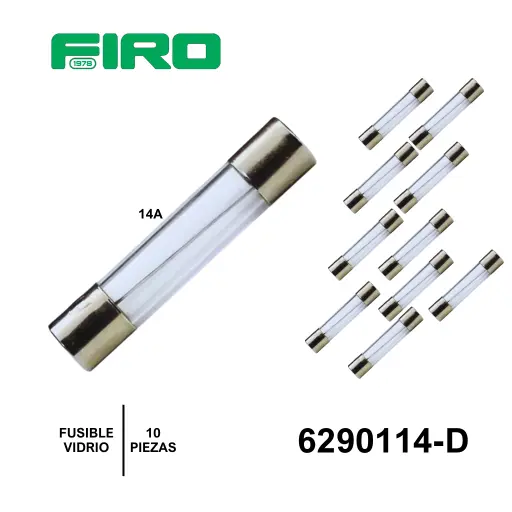 [6290114-D] FUSIBLE VIDRIO 14A. 10 PIEZAS