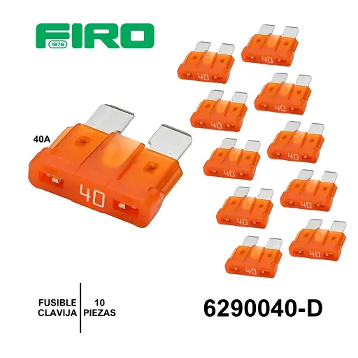 [6290040-D] FUSIBLE CLAVIJA 40A NARANJA   10pza                  .