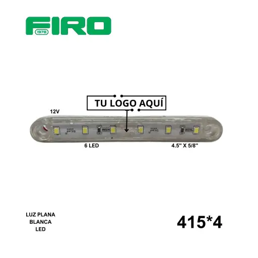 [415*4] #415*4 LUZ PLANA 12V. 4.5" X 5/8" 6 LED BLANCO 1 SMD Y CABLES REF. R