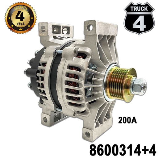 [8600314+4] ALTERNADOR 12V  200A CUADRAMON 28SI TORNILLOS DELCO 4TRUCK
