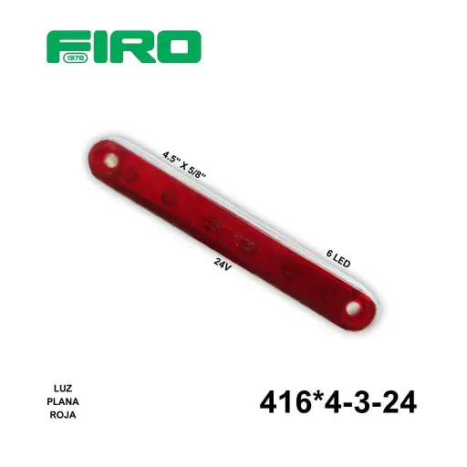 [416*4-3-24] LUZ PLANA 24V 4.5" X 5/8" 6 LED ROJOS 1 SMD Y 3 CABLES