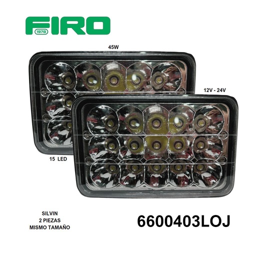 [6600403LOJ] SILVIN H4656 DE 15 LEDS 45 WATTS 165MM (12V-24V) *JGO.*IP68