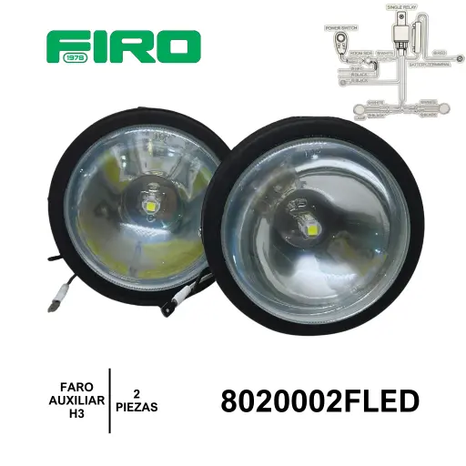 [8020002FLED] FARO AUXILIAR 12V H3 LED (2 PZAS) PLASTICO CRISTAL 5"****