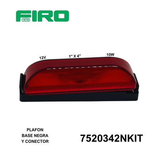 [7520342NKIT] PLAFON ROJO SELLADO 1"X4" 12V 10W C/BASE NEGRA Y CONECTOR