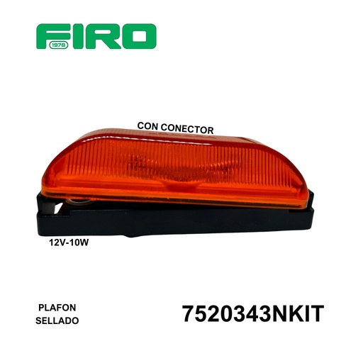 [7520343NKIT] PLAFON AMBAR SELLADO 1"X4" 12V 10W C/BASE NEGRA Y CONECTOR