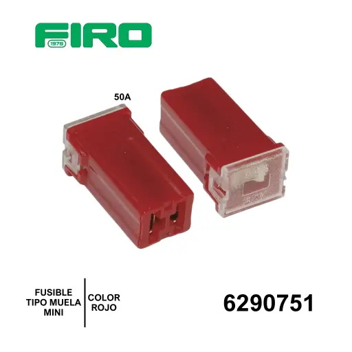 [6290751] FUSIBLE TIPO MUELA MINIATURA 50A. ROJO