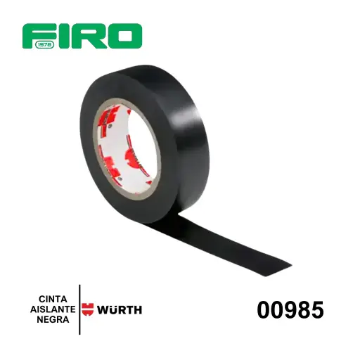 [00985] CINTA AISLANTE NEGRA PVC 3/4" 19MM X 25M WURTH AUTOEXTINGUIBLE