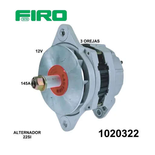 [1020322] ALTERNADOR 12V 145A 3 OREJAS 22SI SAE J180 =1020321=1020320