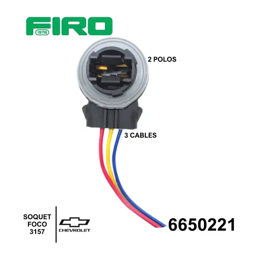 [6650221] SOQUET CALAVERA FOCO 3157 2 POLOS CHEVROLET 3 CABLES GM27