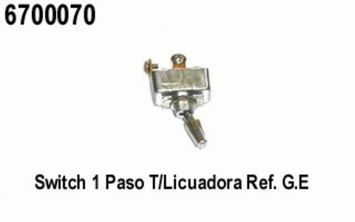 [6700070] SWITCH INTERRUPTOR 1 PASO 2 TER. TECLA CROMADO REFORZADO GE.