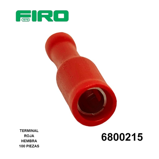 [6800215] TERMINAL ROJA HEMBRA REDONDA 100 PIEZAS