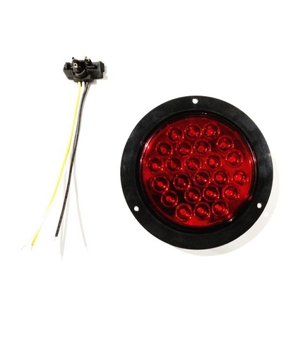 [7530444TR] PLAFON EMBUTIDO 4" ROJO 12V 24 LED C/BISEL REDONDO S/LOGO