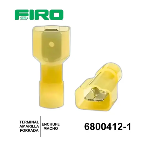 [6800412-1] TERMINAL AMARILLA ENCHUFE MACHO FORRADA.