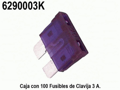 [6290003K] FUSIBLE TIPO CLAVIJA 3A MORADO PAQUETE CON 100 PZ